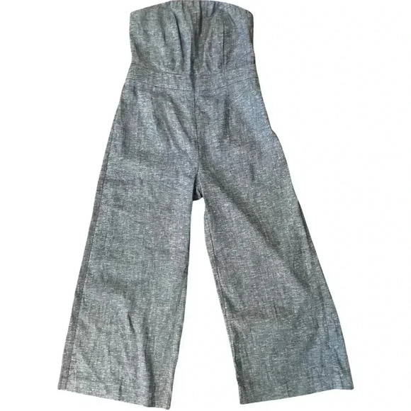 CHICO’S - NWT Black Label - Twill Chambray Strapless Jumpsuit/Romper (00) Size 2 - Picture 4 of 11